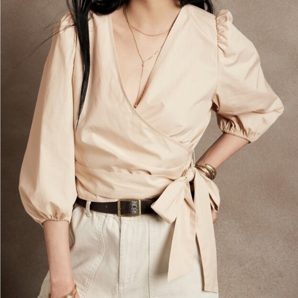Banana Republic Puff Sleeve Wrap Blouse